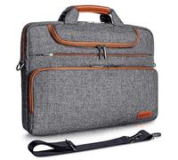 DOMISO Sacoche Ordinateur 17 Pouces Imperméable Pochette PC Portable Sac à Bandoulière Homme Business pour 17-17.3" Notebook/Dell/Lenovo/Acer/HP/MSI/ASUS, Gris Foncé 2