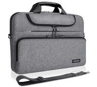 DOMISO Sacoche Ordinateur 17 Pouces, Résistante à l'eau et Antichoc, Pochette PC Multifonction, Sac à Bandoulière Homme Business pour 17-17.3 Pouces Acer, HP, Lenovo, Asus, Dell, Gris Foncé＋Noir