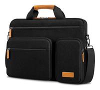 DOMISO Sacoche Ordinateur Portable 17,3 Pouces - Sac Messager Professionnel Résistante à l'Eau et Anti-Choc pour PC Portable 17-17,3" (Dell, HP, Lenovo, Acer, MSI, ASUS) - Noir+Marron