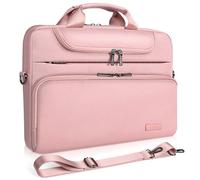 DOMISO Sacoche Ordinateur Portable 17 Pouces, Résistante à l'eau et Antichoc, Pochette PC Multifonction, Sac à Bandoulière Femme Business pour 17-17.3 Pouces Acer, HP, Lenovo, Asus, Dell, Rose