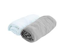 Doux nid lot 2 draps-housses jersey blanc et gris perle 60 x 120 cm