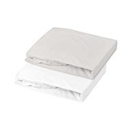 DOMIVA 1900502 LOT DE 2 Draps Housse 70X140 CM BLANC/PERLE GRIS
