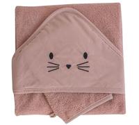 Domiva Cape de bain + gant chat – Éponge 100% coton – Terracotta 75 x 75 cm