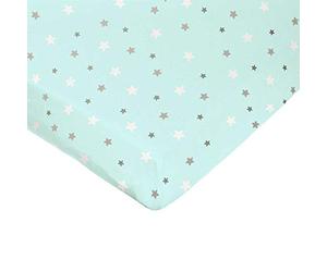 DOMIVA Drap-Housse Imprimé Etoiles Aqua 60 x 120 cm Vert