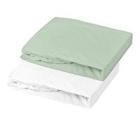 Lot 2 Draps housse - 60 x 120 cm - Jersey - Blanc/Vert de gris