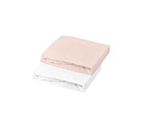 Domiva Lot 2 draps housse uni en jersey Oeko-Tex® Blanc/Nude 70 x 140 cm