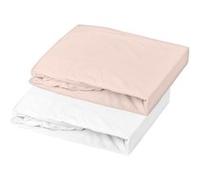 Domiva Lot 2 draps housse uni en jersey Oeko-Tex® Blanc/Nude 70 x 140 cm