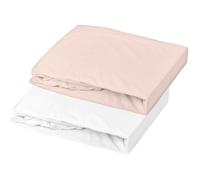 DOMIVA Lot 2 Draps housse Uni - Jersey - Oeko-Tex® - Blanc/Nude - 60 x 120 cm