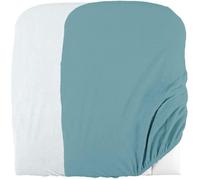 DOMIVA Lot 2 Housses matelas à langer - Eponge polycoton - Oeko-Tex® - Blanc/Nile - 50 x 75 cm