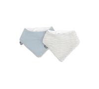 Lot de 2 bavoirs bandana - TU - Mousseline - Bleu Vintage Rayures