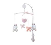 DOMIVA Mobile musical Lapinou - Arche PVC - Peluches amovibles - Blanc/rose - 34 x 65 cm