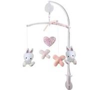 DOMIVA Mobile musical Lapinou - Arche PVC - Peluches amovibles - Blanc/rose - 34 x 65 cm Multicolore G