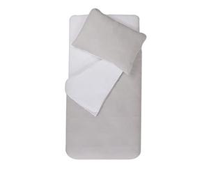 DOMIVA - Parure DE Couette 75X120 + TAIE 35x45 cm Perle/Blanc
