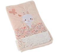 Protege carnet de santé Lapinou - Coton/Polyester - Fermeture zip - Rose - 15 x 26 cm - Domiva