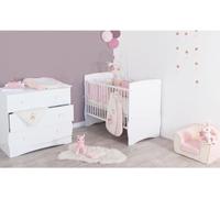 DOMIVA Tour de lit Jolly - Microfibre 100% Polyester - Adaptable - Blanc/Rose - 30 x 180 cm