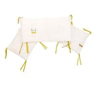DOMIVA Tour de lit Leafy Bunny - Coton bio & Polyester recylclé - Adaptable lit 60*120 ou 70*140 - Blanc/Jaune - 30 x 180 cm
