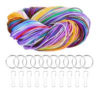 Domkan 200 PCS Scoubidou Fil Fluorescent, Scooby Doo Fil avec Porte-clés et Crochets, Scoubidou Kit pour Faire des Bracelets Colliers DIY