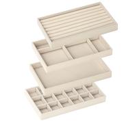 Domkan 4Pcs Plateaux Rangement Bijoux, Rangement Collier,Organisateur Bijoux,Petit Plateau à bijoux,Plateau Bijoux Velours,Plateau Bijoux,Pour ranger et présenter des boucles d'oreilles, des colliers