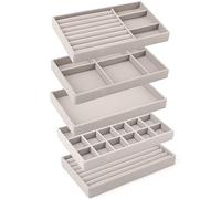 Domkan 5 Pcs Plateaux Rangement Bijoux, Rangement Collier, Plateau Bijoux Velours, pour Ranger et présenter des Boucles d'oreilles, des Colliers…