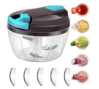 Domkan 520ml Hachoir Manuel , Hachoir Oignon Avec 3 Lames En Acier Inoxydable, Coupe Oignon Manuel avec Acier Inoxydable 3 Lames, Mixeur Manuel Coupe Ail pour Légumes, Viande, Oignon, d'ail, (vert)