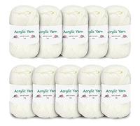 Domkan Pelote Coton pour Crochet, 500g Laine à Tricoter, Douce, Fil Blanc (Grosseur d'Aiguilles : 3,0-4,0 mm)