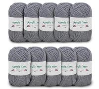 Domkan Pelote Coton pour Crochet, 500g Laine à Tricoter, Douce, Fil pour Crochet Gris (Grosseur d'Aiguilles : 3,0-4,0 mm)