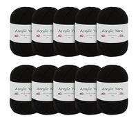 Domkan Pelote Coton pour Crochet 500g - Laine à Tricoter Douce Noir (Grosseur d'Aiguilles : 3,0-4,0 mm)