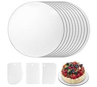 Domkan Plateau à Gâteau Plateau à Gâteau Rond 3mm x 30cm/10 pièces Réutilisable Plateau à Gâteau pour le Transport de Gâteaux et Tarte Plateau à Gâteau avec 3 pièces de raclette à gâteau