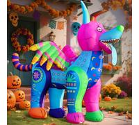 DomKom Décorations gonflables d'Halloween gonflables Dia de Los Muertos Day of Dead Alebrije, LED intégrées pour fête de vacances, jardin, pelouse, cour, patio