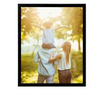 Domkora Cadre photo 8 x 10 noir - Cadre photo en plastique avec face en styrène pour afficher l'art de famille - Portrait paysage - Suspension murale ou présentoir debout sur table