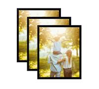 Domkora Ensemble de 3 Cadres Photo Noirs 8 x 10 - Cadres Photo en Plastique avec Face en Styrène pour Affichage d'Art Familial - Cadre Portrait Paysage pour Accrochage Mural ou Pose sur Table