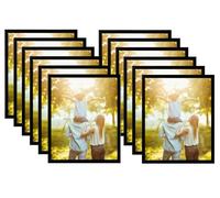 Domkora Lot de 12 cadres photo noirs de 20,3 x 25,4 cm - Cadre photo en plastique avec façade en styrène pour art familial - Portrait Paysage mural à suspendre sur une table