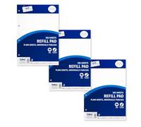 Domkora Lot de 3 blocs de papier à lettre A4 - 120 pages perforées - Carnet de croquis - Classeur prêt à l'emploi - Pour le bureau, l'école, l'université - Lot écologique 100 % recyclable