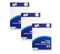 Domkora Lot de 3 blocs de papier à lettre ligné A4 - 100 feuilles de papier ligné perforé - Pour le travail, l'école, l'université - Classeur prêt à l'emploi - 100 % recyclable