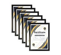 Domkora Lot de 6 cadres photo A4 noirs pour documents ou diplômes - Fixation murale - Portrait paysage
