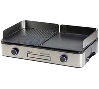 DOMO BBQ Genius électrique Barbecue de table revêtement anti-adhésif, voyant lumineux, avec protection anti-vent noir, acier