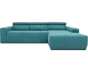 DOMO. collection Brandon Canapé d'angle avec Fonction Dossier en Forme de L et Coussin 285 x 175 x 98 cm (l x p x h) Turquoise