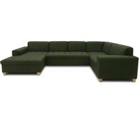 DOMO. collection Canapé avec Fonction Couchage et Coffre de lit, canapé rembourré, Moderne, en Forme de U, Vert, 162 x 333 x 199 cm