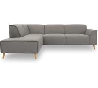 DOMO. collection Canapé d'angle Jules FK - Canapé scandinave à Ressorts - Canapé avec Pieds en Bois - 263 x 191 x 81 cm (l x p x h) - Ottoman Gauche - Argenté