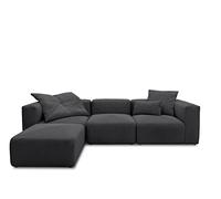 DOMO. collection Canapé d'angle Malia en Velours côtelé en Forme de L composé de 2 fauteuils d'angle, 1 Fauteuil et 1 Tabouret, canapé modulaire, 4 éléments rembourrés, canapé d'angle 301 x 193 x 69