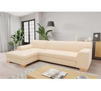DOMO. collection Canapé d'angle Tinos - Petit canapé d'angle en Forme de L - Canapé d'angle rembourré - 273 x 157 x 74 cm (l x p x h) - Beige