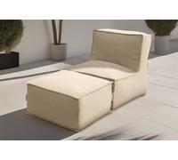 DOMO. collection Canapé d'extérieur Wangerooge 1F Element (Fauteuil) - Tabouret, canapé de Jardin, Pouf d'extérieur, Sac Gonflable de Jardin, 75 x 185 x 73 cm, Beige