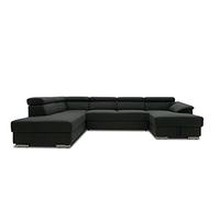 DOMO. Collection David FK Canapé avec Fonction Couchage et tiroir de lit en Forme de U, canapé-lit avec Ressorts et Fonction Dossier, 337 x 232 x 78 cm (l x p x h), Anthracite