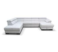 DOMO. collection David FK Canapé avec Fonction Couchage et tiroir de lit en Forme de U, canapé-lit avec Ressorts et Fonction Dossier, Coin rembourré 337 x 232 x 78 cm (l x p x h) Gris