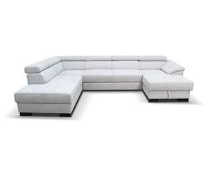DOMO. collection David FK Canapé avec Fonction Couchage et tiroir de lit en Forme de U, canapé-lit avec Ressorts et Fonction Dossier, Coin rembourré 337 x 232 x 78 cm (l x p x h) Gris
