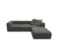 DOMO. collection Ecksofa Adrian, Modul-Sofa, L-Form aus 2 x Ecksessel, 1 x Sessel und 1 x Hocker, Modul-Couch, 4 Polster-Elemente, Eckcouch 301 x 193 x 69 cm (BxTxH), Dunkelgrau