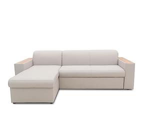 DOMO. collection Lima Canapé d'angle Convertible et Coffre de lit, canapé en Forme de L avec accoudoirs en Bois, canapé-lit, 244 x 155 x 74 cm (l x p x h), argenté