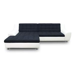 DOMO. Collection Morton Canapé d'angle en Forme de L en Cuir avec Rembourrage élégant en Microfibre, canapé d'angle rembourré, Cuir synthétique, 304 x 200 x 84 cm (l x p x h), Noir/Blanc