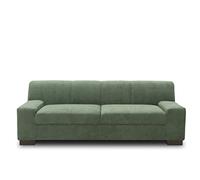 DOMO. collection Norma Canapé 3 Places avec Pieds en Bois 212 x 85 x 74 cm (l x p x h) - Tissu Fin Vert