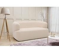 DOMO. collection Sofa Molina, 2-Sitzer, Moderne 2er Couch aus Teddy-Stoff mit runden Ecken, Polstersofa, Garnitur 160 x 86 x 71 cm (BxTxH), Creme